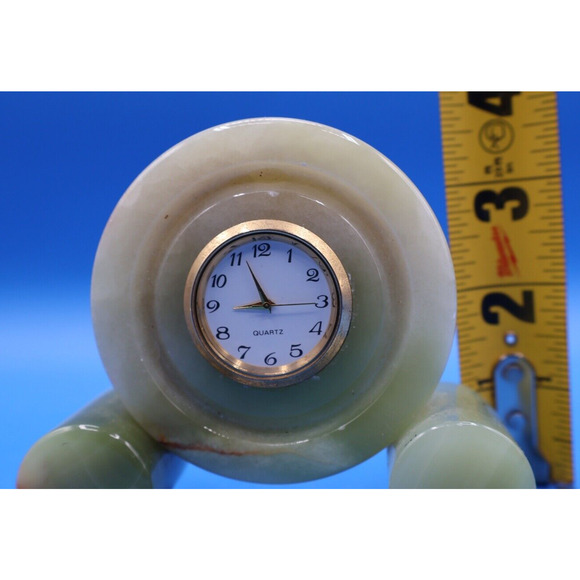 Quartz Green Onyx Marble Mantle Clock Vintage - Picture 7 of 8